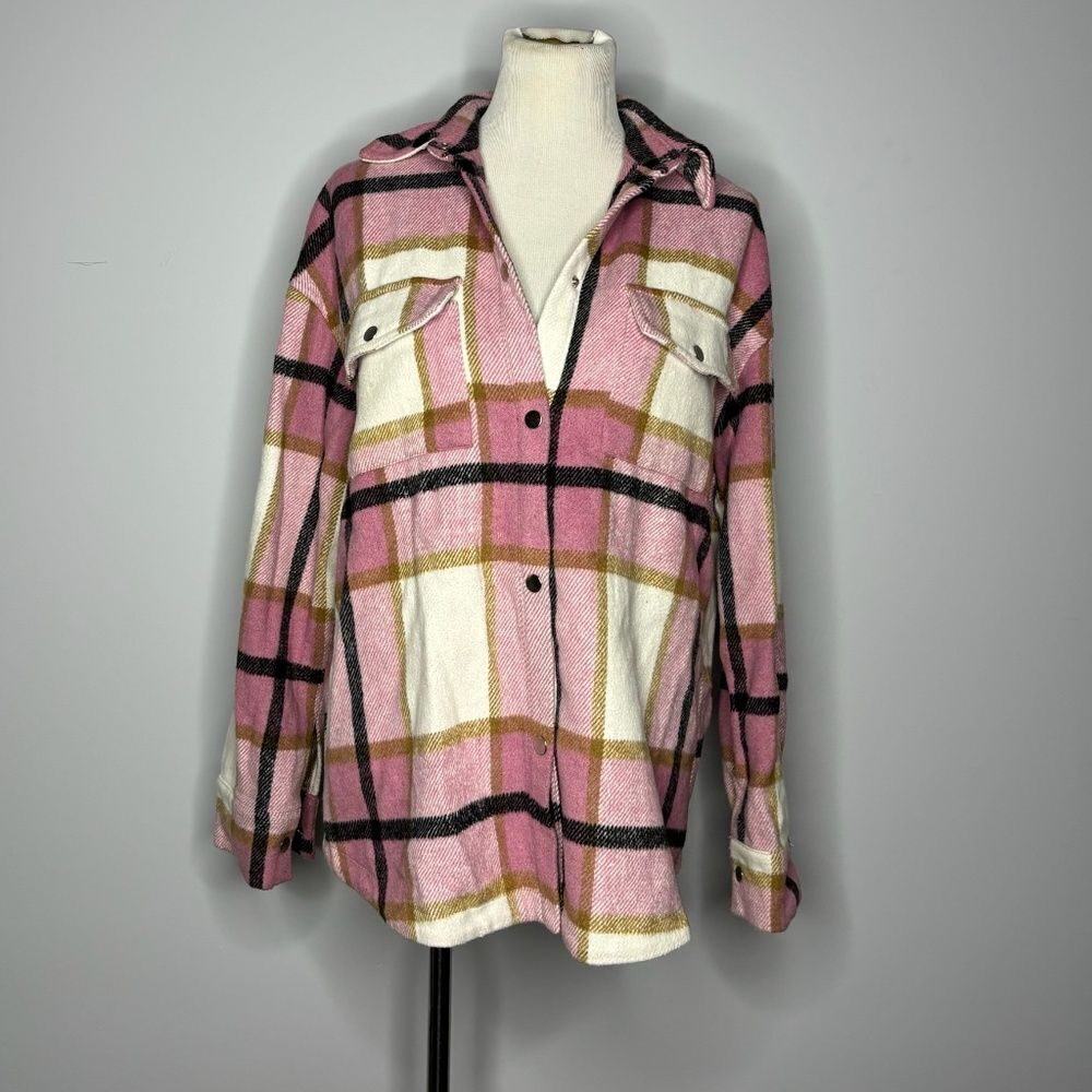 Lulu's- Pink Plaid Shacket